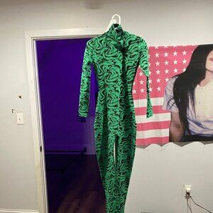 Green Patterned Women's Jumpsuit